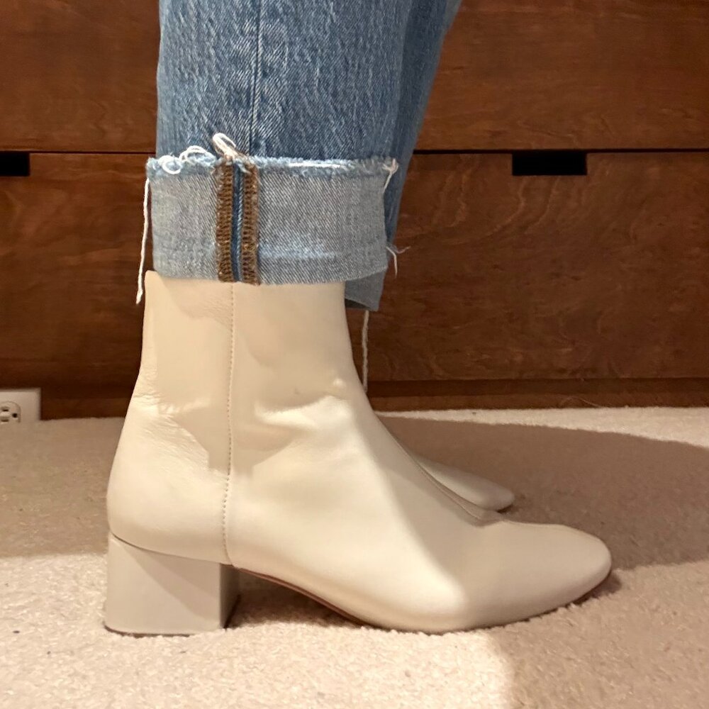 Loeffler Randall White Leather Chelsea Boots